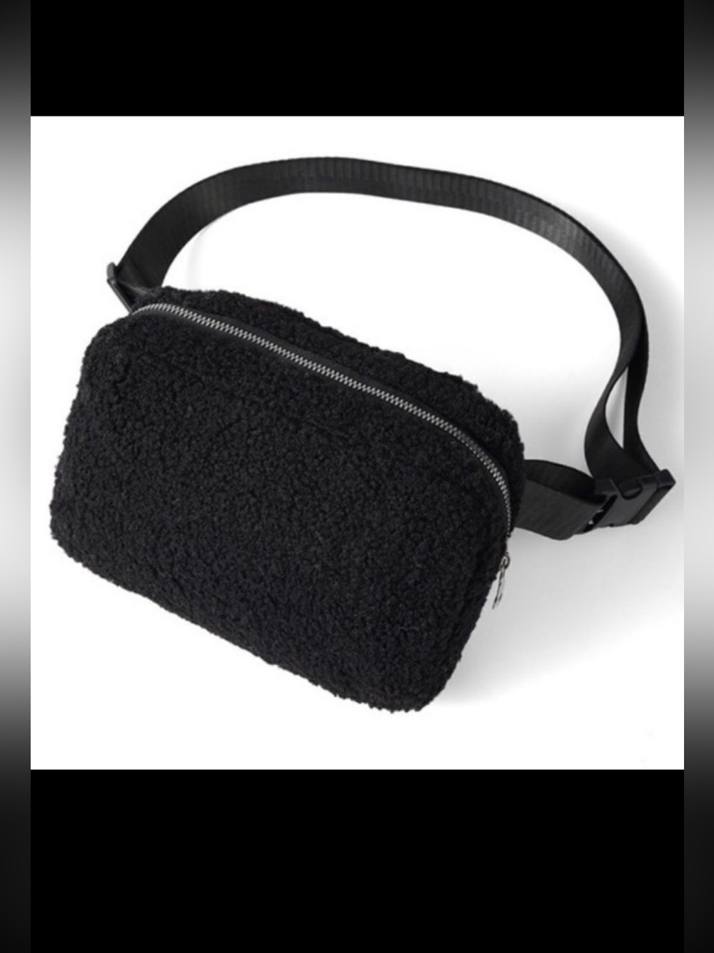 NWT Black Sherpa Fleece Belt Bag Fanny Pack